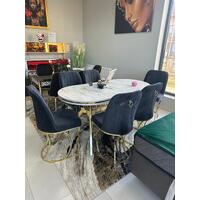 Set masa ovala +6 scaune gri