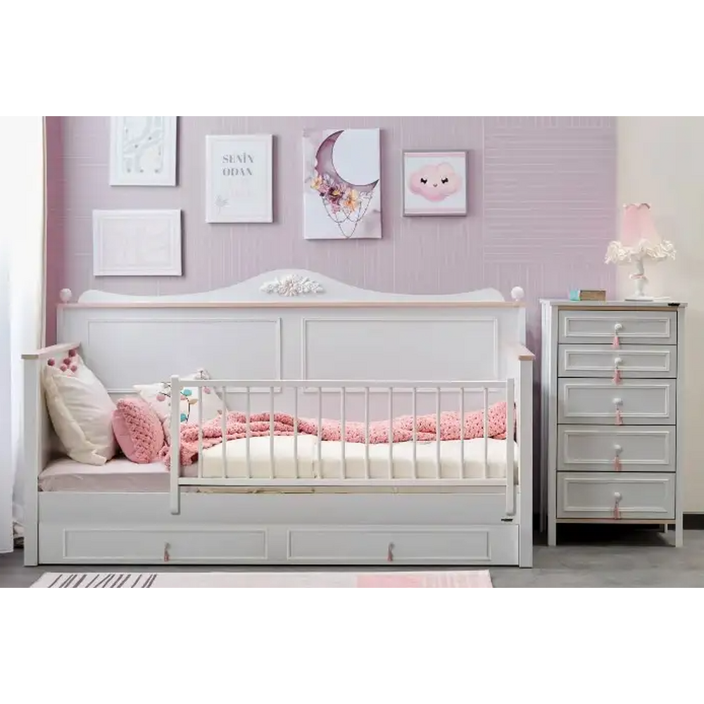 Pat Montessori 90*200 cu pat suplimentar si protectie copii,Alya