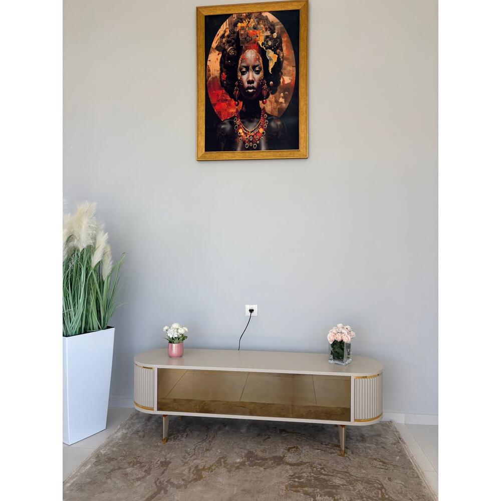 Comodă TV cu șemineu electric și boxe Bluetooth