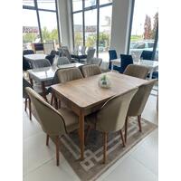 Set masa extensibila cu 6 scaune maro