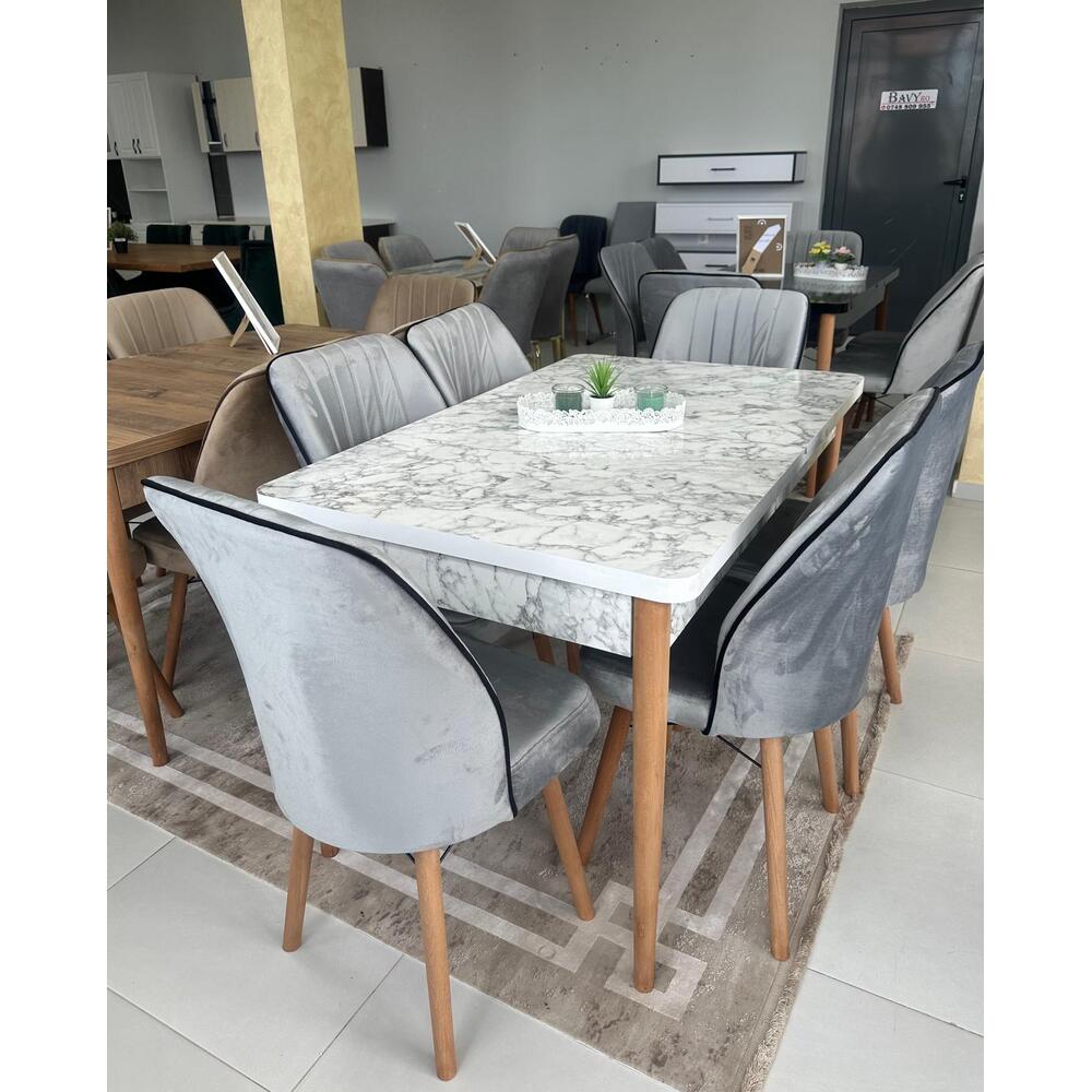 Set masa extensibila cu 6 scaune gri