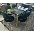 Set masă extensibilă din sticlă + 6 scaune din catifea