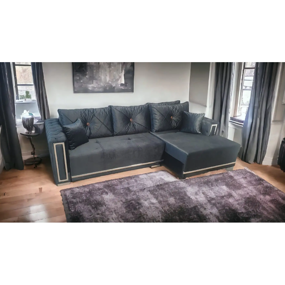 Coltar Extensibil cu Lada depozitare Monza negru/crom, colt dreapta