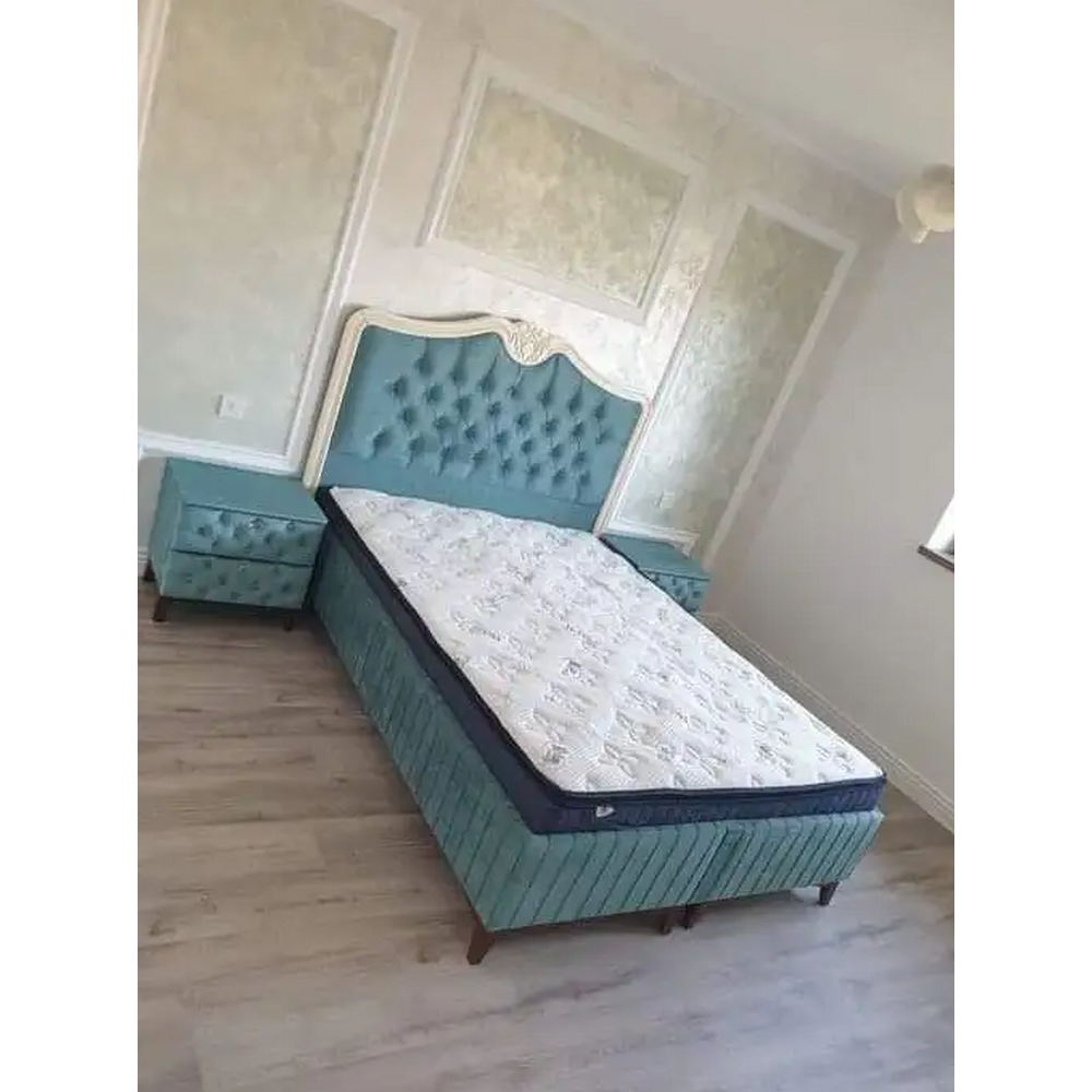 Pat tapițat matrimonial de lux cu ladă Valora, 160*200 cm