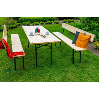 Set berarie pliabil cu spatar rabatabil  din lemn masiv 220x70x74 cm