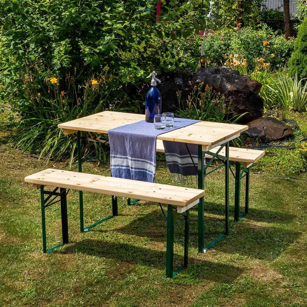 Set berarie pliabil din lemn masiv  110 x 50 cm