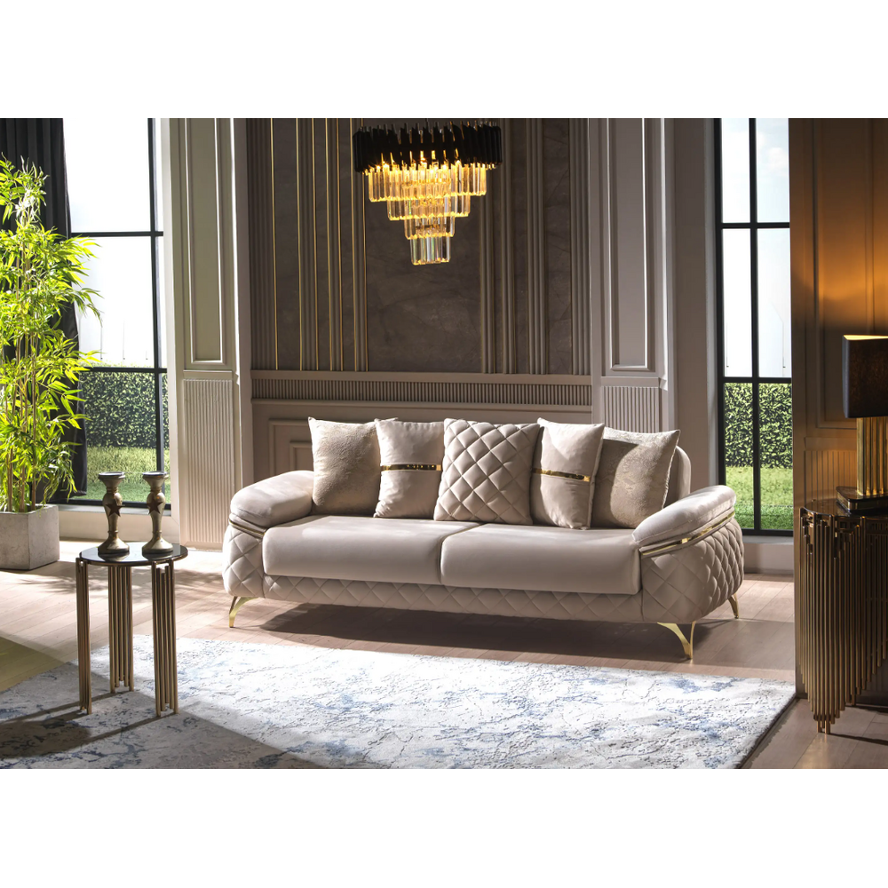 Canapea extensibila 3 locuri cu lada Orlando, crem