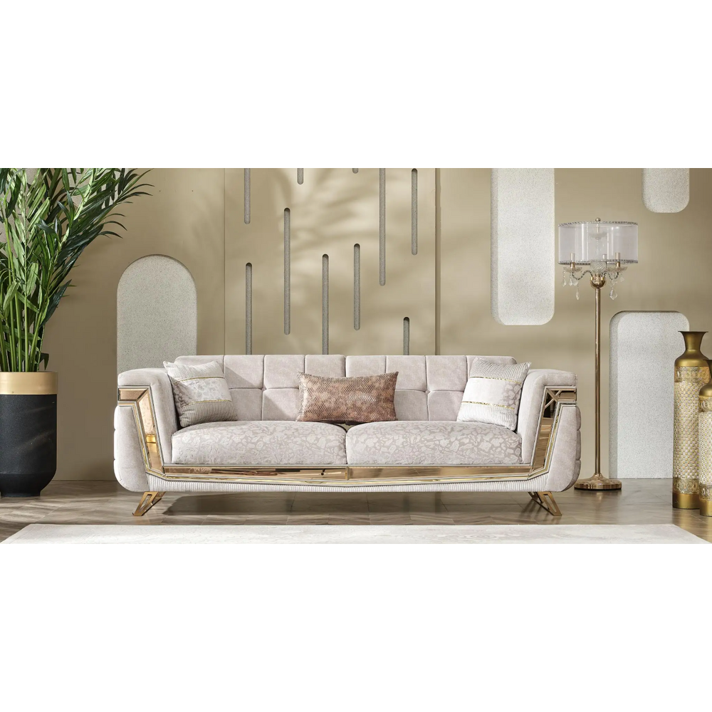 Canapea extensibila 3 locuri stil Chesterfild Milano, Gold