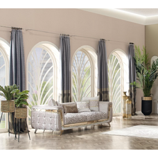 Canapea fixa cu 2 locuri stil Chesterfild Milano, Gold