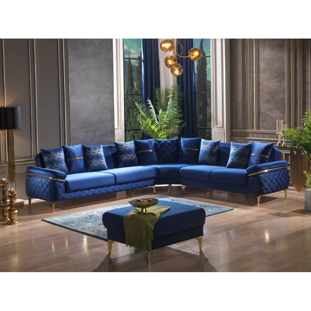 Coltar extensibil cu lada de depozitare Orlando, albastru regal