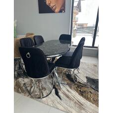 Set masa ovala +6 scaune negru/crom