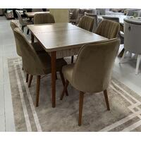 Set masa extensibila cu 6 scaune maro