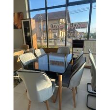 Set masa extensibila cu 6 scaune negru/gri