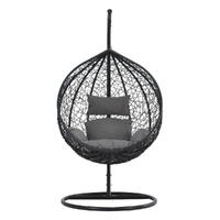 Scaun suspendat tip scoica din ratan, terasa/ balcon, negru Bavy