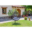 Scaun suspendat tip scoica din ratan, terasa/ balcon, negru Bavy