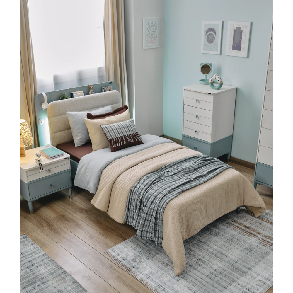 Pat pentru copii cu lada depozitare si somiera inclusa ,Maryn, 120 cm*200 cm