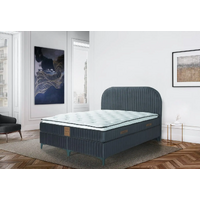 Pat tapitat dublu de lux cu somiera si spatiu de depozitare Gesica, 140 cm x 200 cm
