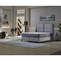 Pat tapițat dublu cu ladă și somieră rabatabilă Varna, 140 cm x 200 cm