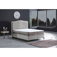 Pat tapițat matrimonial cu ladă de depozitare Bella, 140 cm x 200 cm