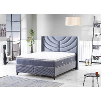 Pat tapițat matrimonial cu somieră rabatabilă și ladă Bora, 140 cm x 200 cm