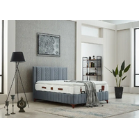 Pat tapițat matrimonial cu somieră rabatabilă și ladă Carisma, 160 cm x 200 cm