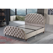 Pat tapițat matrimonial cu somieră și ladă Hiperia, 140 cm x 200 cm