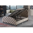 Pat tapițat matrimonial cu somieră și ladă Hiperia, 140 cm x 200 cm