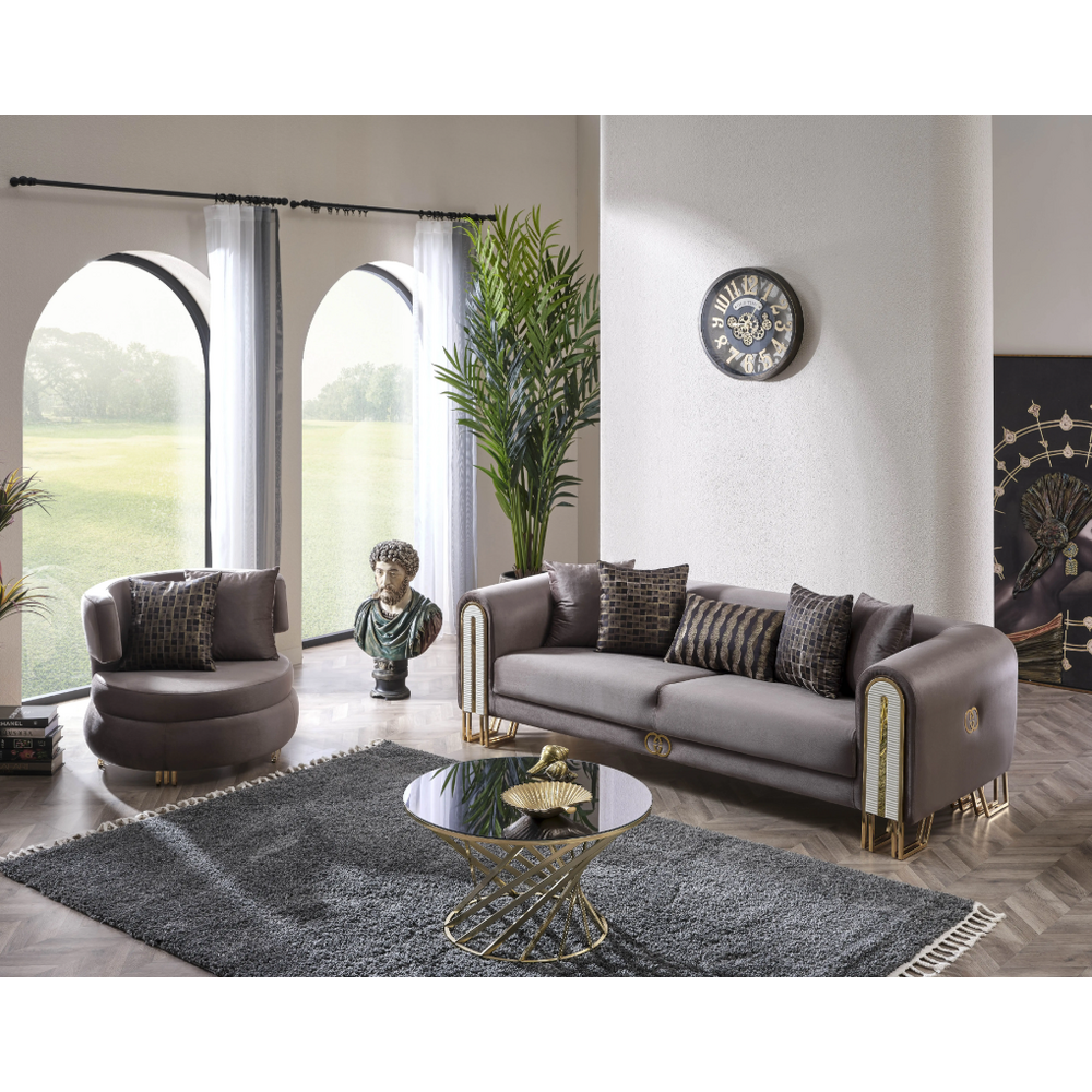 Set canapele si fotolii fixe Kapadokya 3+1+1, gold