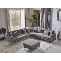 Set coltar extensibil cu taburet Intra,gri