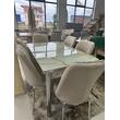 Set masă extensibilă din sticlă + 6 scaune din catifea