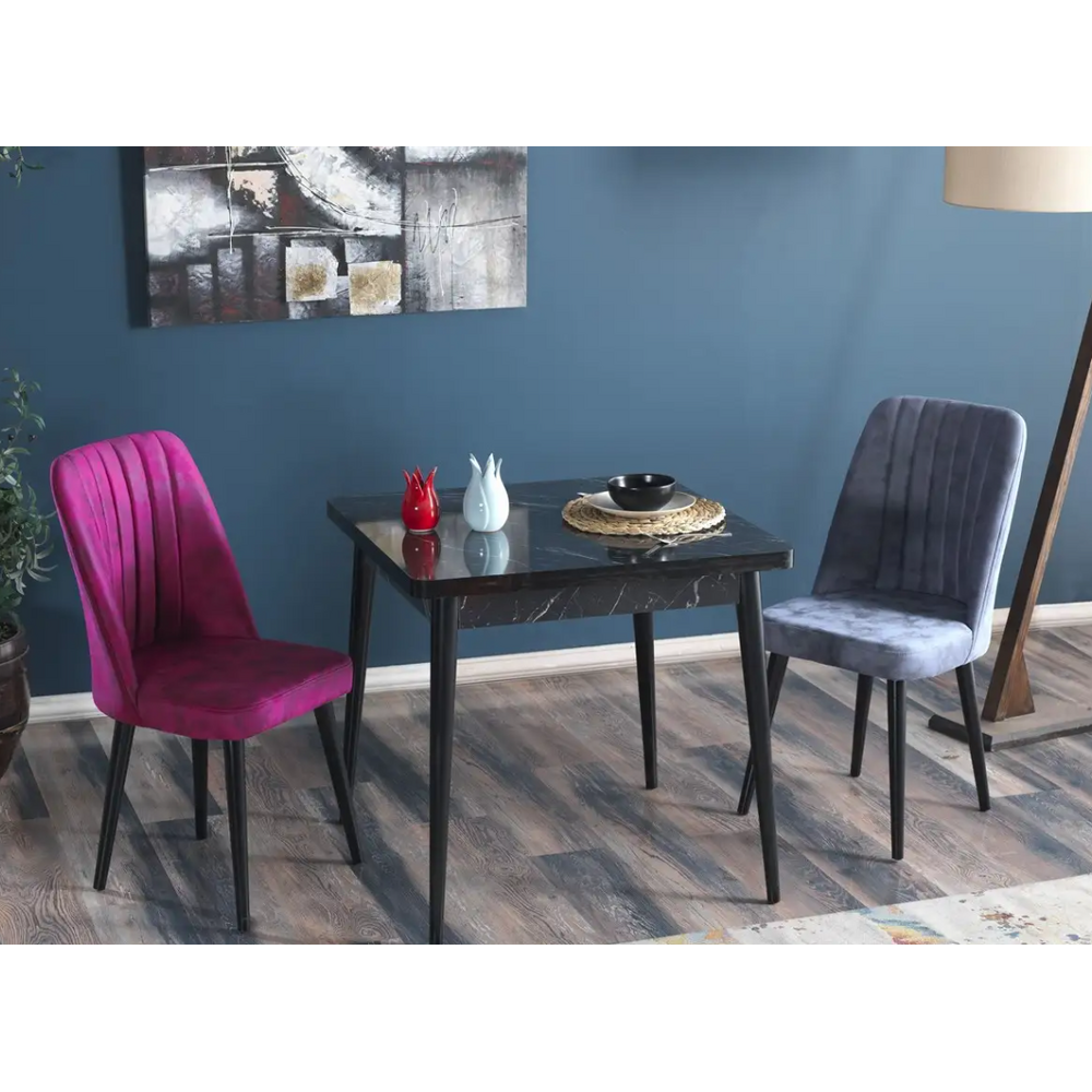 Masa fixa Flora, negru marmorat