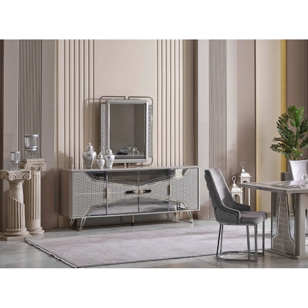 Bufet dining cu oglinda Milano,crom