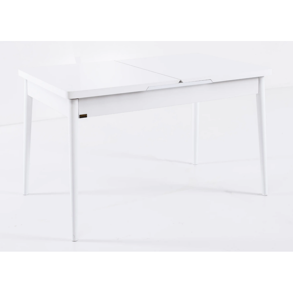 Masa extensibila din lemn masiv Bello, Alb Lucios