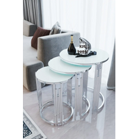 Set Masute de cafea cu 3 piese Orlando, alb-crom