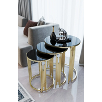 Set Masute de cafea cu 3 piese Orlando, negru-auriu