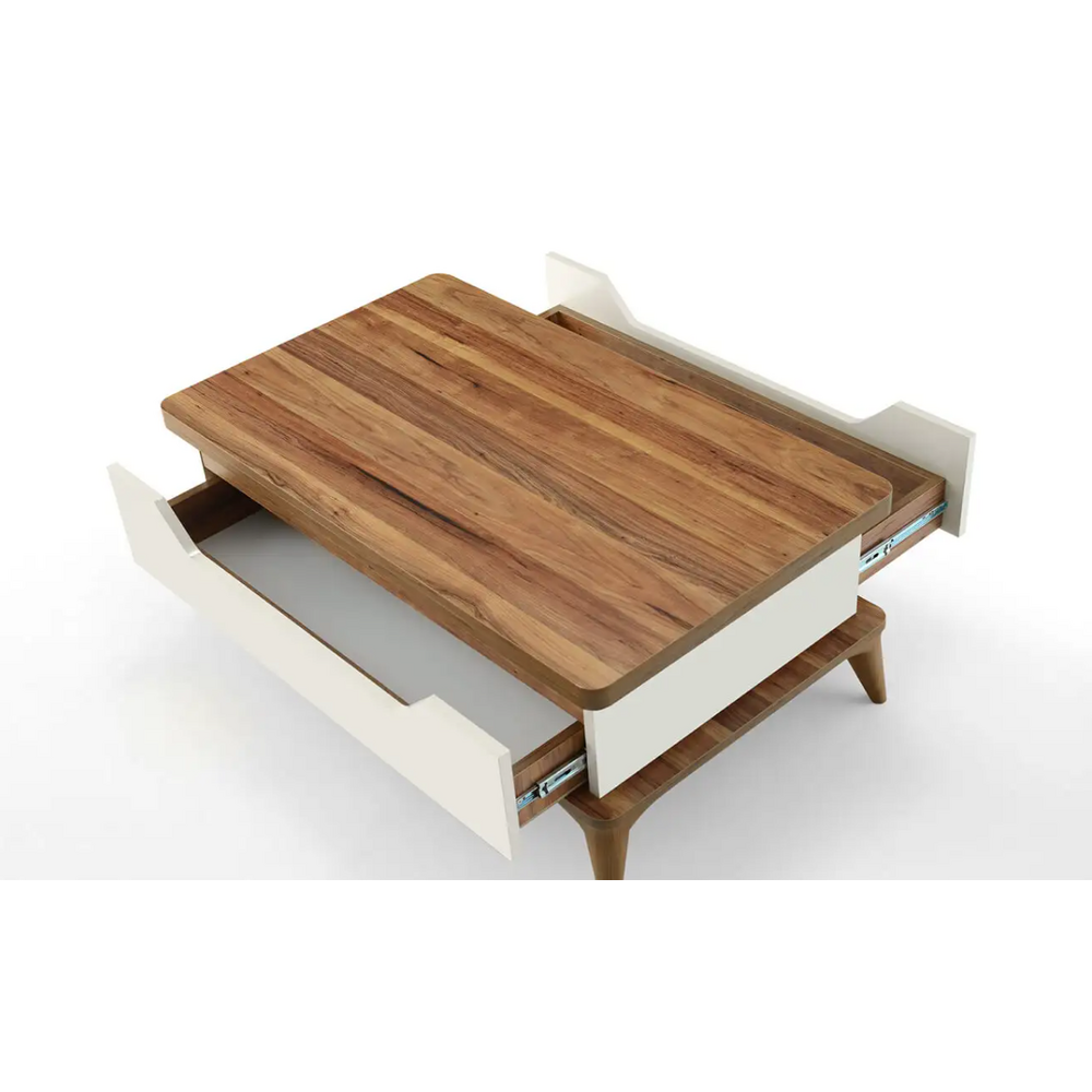 Masuta de cafea extensibila multifunctionala Polo nuc-alb