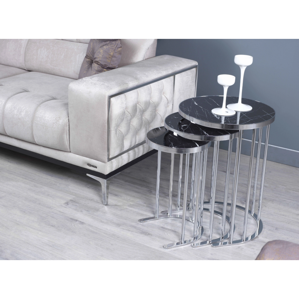 Masuta de cafea Gala rotund- Argintiu