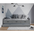 Pat cu pat suplimentar extensibil, gri, lemn masiv, 90x200, MARINELLA NEW