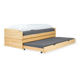 Pat cu module suplimentare extensibile, culoare naturală, lemn masiv, 90x200, FLOPY