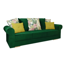 Canapea extensibilă cu spaţiu de depozitare, verde/galben/cu model, SMOKY