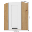Dulap superior, de colţ, alb/stejar artisan, LULA 58x58 GN-90 1F