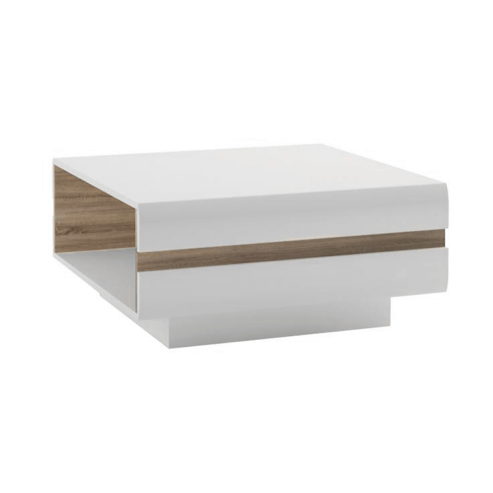 Măsuţă de cafea, alb extra lucios HG / stejar Sonoma întunecat trufă, LYNATET TYP 71