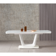 Masă dining extensibilă, alb lucios, 160-200x90 cm, OLAV