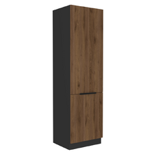 Dulap pentru frigider încorporabil, nuc okapi/negru, MENZO 60 LO-210 2F