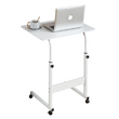 Reglabil masă PC cu roţi, albă, JUSTUS