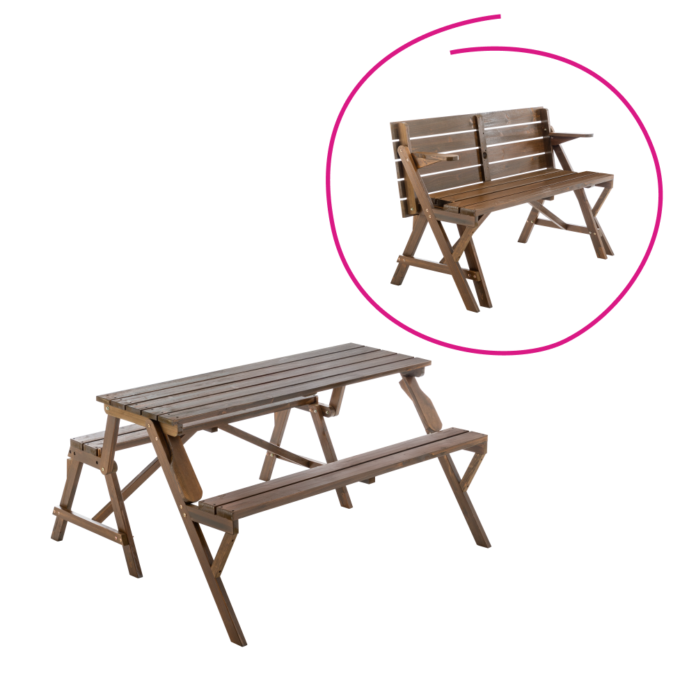 Masă de grădină/bancă, 2în1, maro, ZAGIR