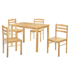 Set de sufragerie 1+4, lemn masiv, natural, LOAK