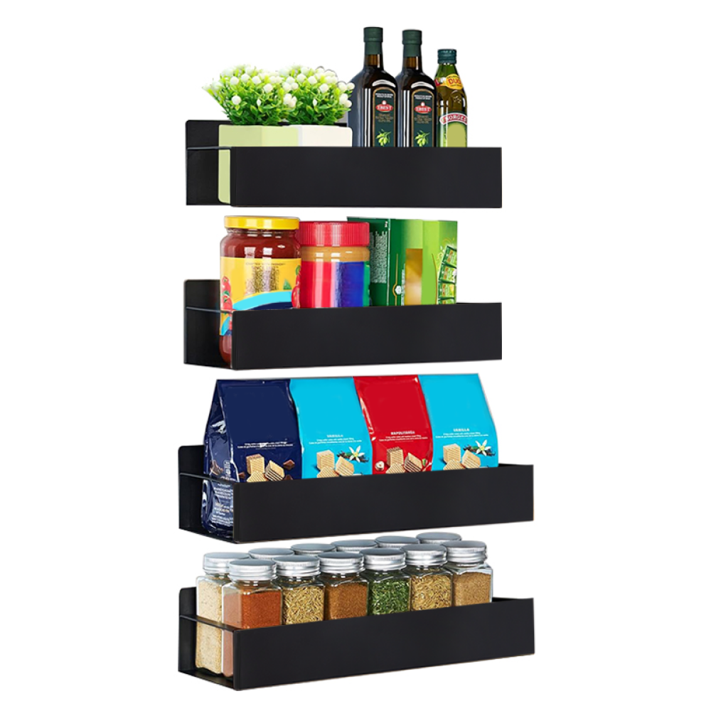 Poliţe, 4 buc, negru, ZOBER TYP 2