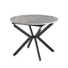 Masă extensibilă de dining, beton/neagră, 100x100-140x75 cm, ABERO TIP 1