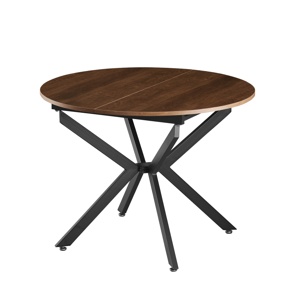 Masă extensibilă de dining, stejar închis/neagră, 100x100-140x75 cm, ABERO TIP 1